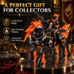 Mesiondy Ghost Flame Knight Building Set ¨C 2,184 PCS Flaming Skeleton Motorcycle Model with Rider ¨C 15.75 Inch Tall Display for Collectors - Image 3