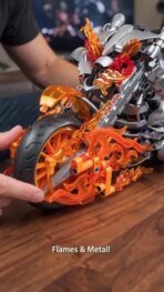 Mesiondy Ghost Knight Building Set ¨C 1,436 PCS Flaming Skeleton Motorcycle Model ¨C 14 Inch Display for Collectors - Image 9