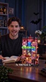 Mesiondy Halloween Drip Tower Building Set ¨C 2,248 PCS Gothic Castle Model with Electric Door & Light ¨C 16.3 Inch Display for Collectors - Image 9